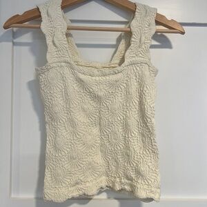 Textured Cream Sleeveless Top